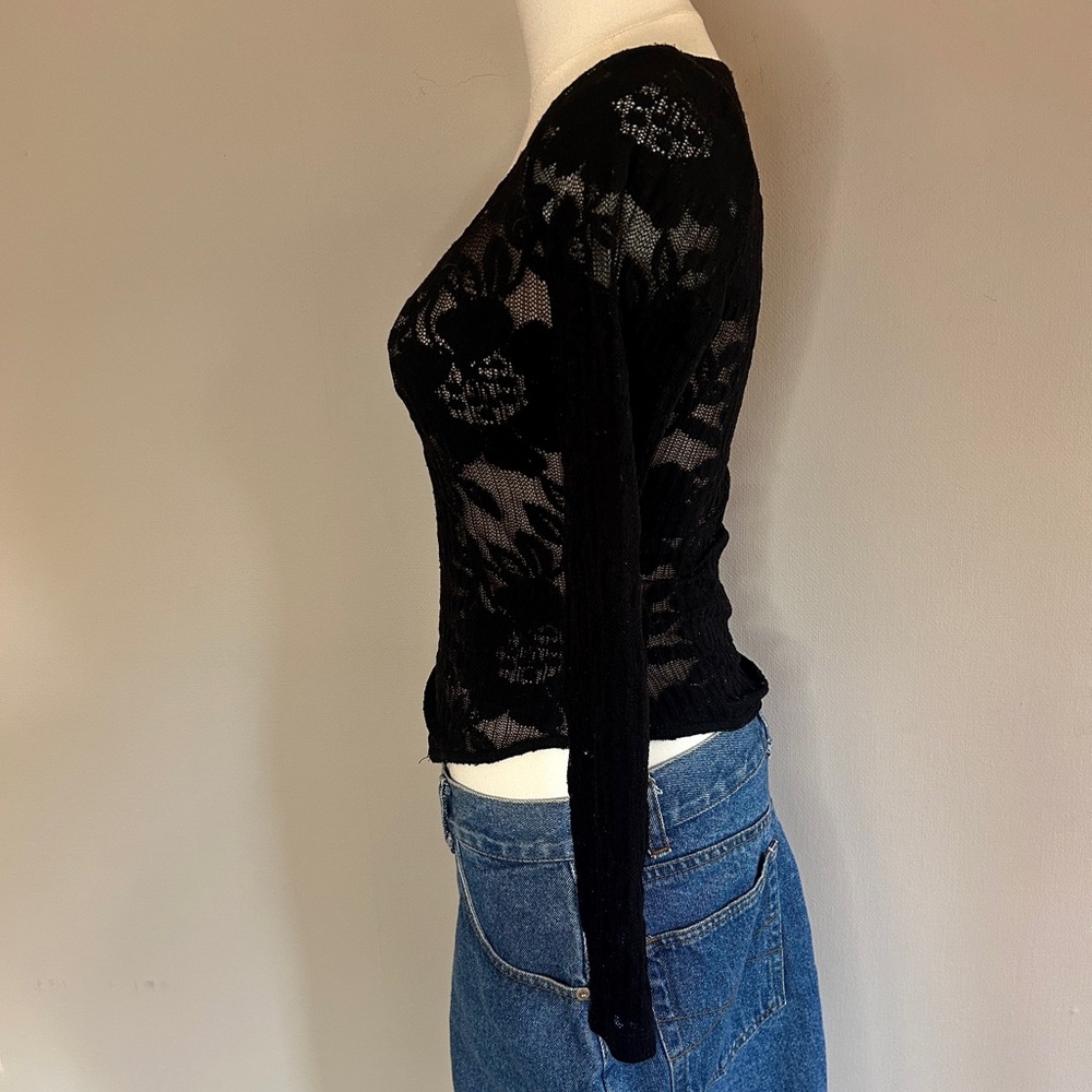 Y2K A’NUE LIGNE Sheer Lace Fitted Top Whimsigoth Fairy Grunge Romantic Goth Sz S - Picture 9 of 15